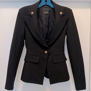 🖤 New - PINKO Scuba Gold Bronze Buttons Lightweight Stretchy Slim Blazer